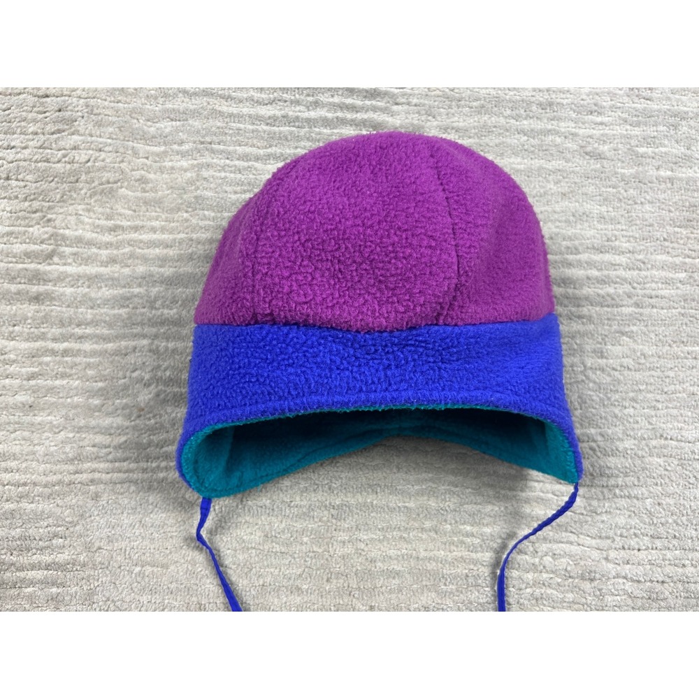 Columbia Earflap Hat Youth L/XL‎ Purple Blue Teal Reversible Fleece Made in USA